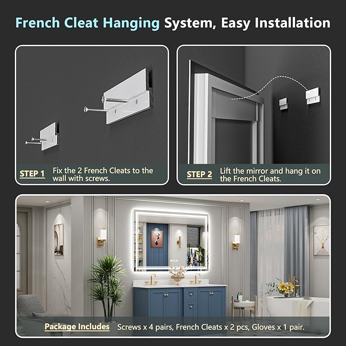 60x30 LED Bathroom Mirror with Lights, Backlit and Front Lit Anti-Fog Lighted - Image 9