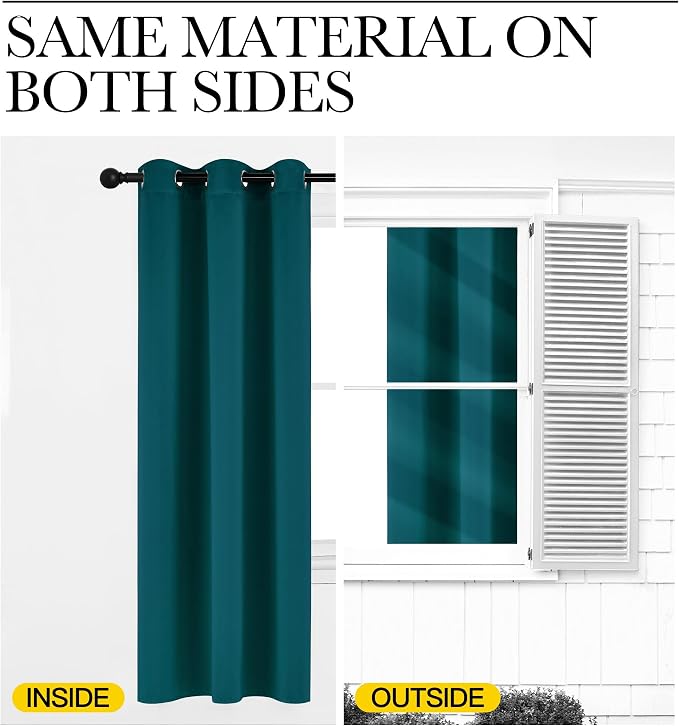 NICETOWN Teal Blackout Cafe Faux Silk Curtains - Image 6