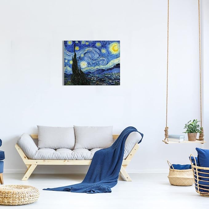 Van Gogh Canvas Wall Art: Starry Night Landscape Painting Picture Reproduction - Image 6