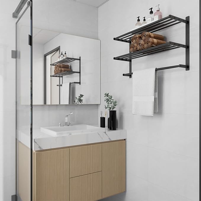 Hotel Towel Racks for Bathroom Wall Mounted, BETHOM 24 Inch Towel Shelf for - Image 2