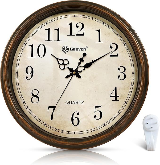 Geevon Retro Silent 18 Inch Wall Clock Non Ticking, Vintage Clock Quartz by GEEVON