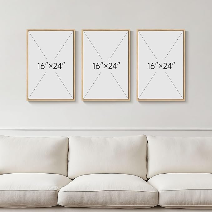 Framed Earth Tone Boho Abstract Wall Art Bedroom, 3 Piece Neutral Modern - Image 3