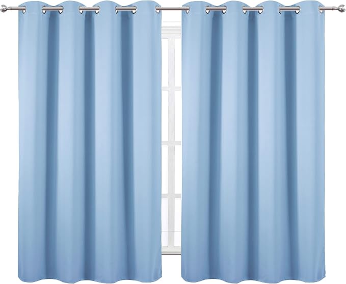 LEMOMO Blackout Curtains 52 x 45 inch/Sky Blue Curtains Set of 2 Panels/Thermal - Image 2