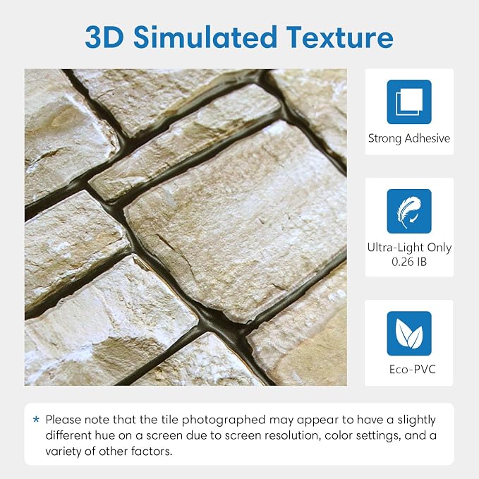 COMSTICKC 3D Faux Stone Wall Sticker Peel and Stick Wall Covering, DIY - Image 3