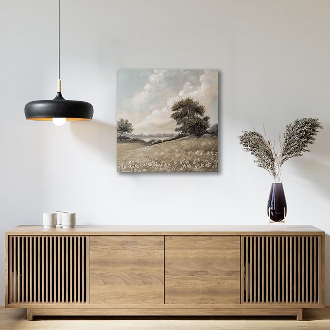 JolyWell Hand-Painted Vintage Canvas Wall Art, Landscape Wall Painting Prints - Image 2