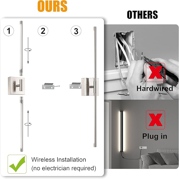 Morauroral Battery Operated Wall Sconces Set of 2, Dimmable Battery Wall Sconce - Image 5
