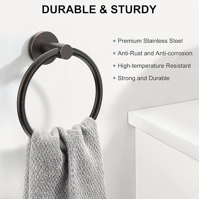 SetSail Towel Holder for Bathroom Wall Screw-in Towel Ring Stainless Steel Hand - Image 2