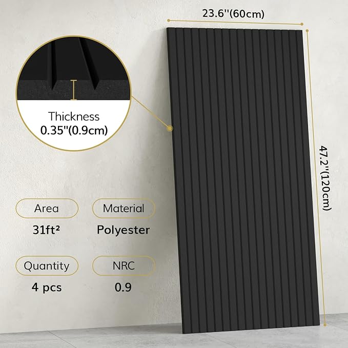 TONOR 4 Pack Large Acoustic Panels, 47.2" X 23.6" X 0.35" Acoustical Wall Panel - Image 2