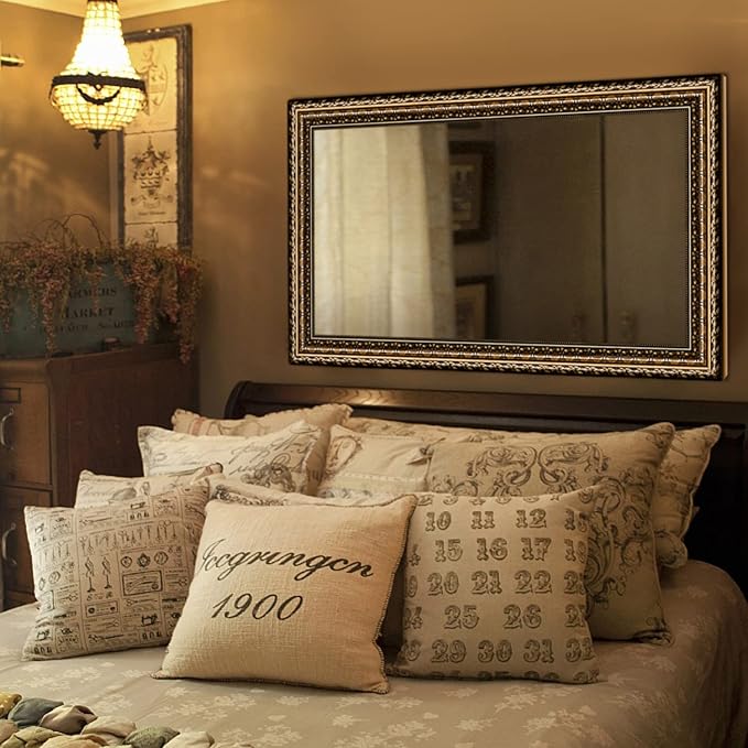 Black&Gold Framed Rectangle Bathroom Mirrors - Image 2
