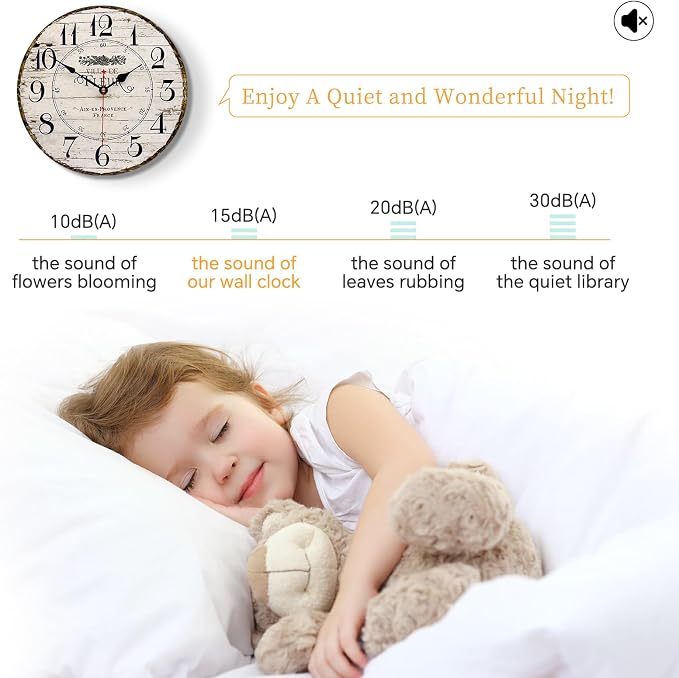 8 Inch Wall Clock Easy to Read Arabic Numerals Wooden Round Wall Clock Silent - Image 5