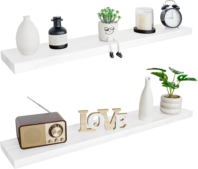 BGMG Floating Shelves for Wall 48 inch Long, Rustic Solid Wooden Deep Wall by BGMG