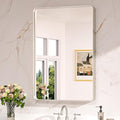 Keonjinn Brushed Nickel Mirror 24” x 36” Silver Bathroom Mirror by Keonjinn