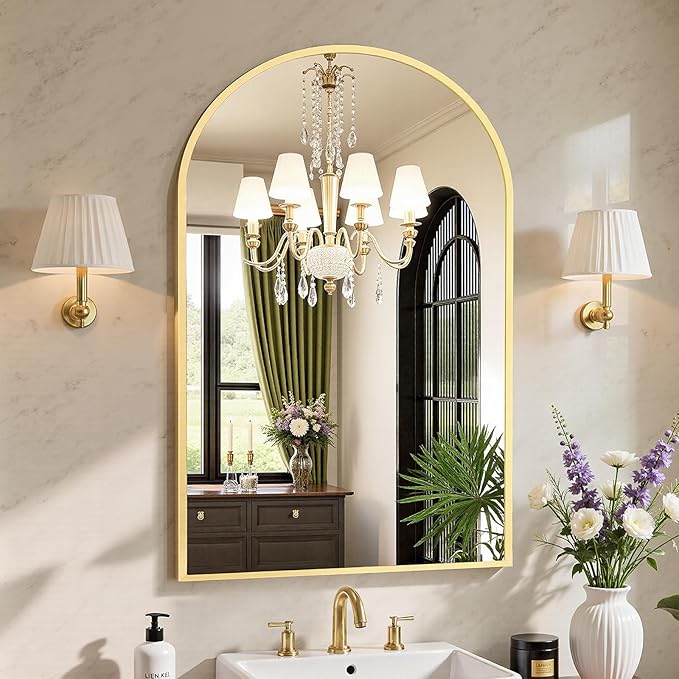 Sweetcrispy 26"x39" Arched Gold Bathroom Mirrors - Image 7