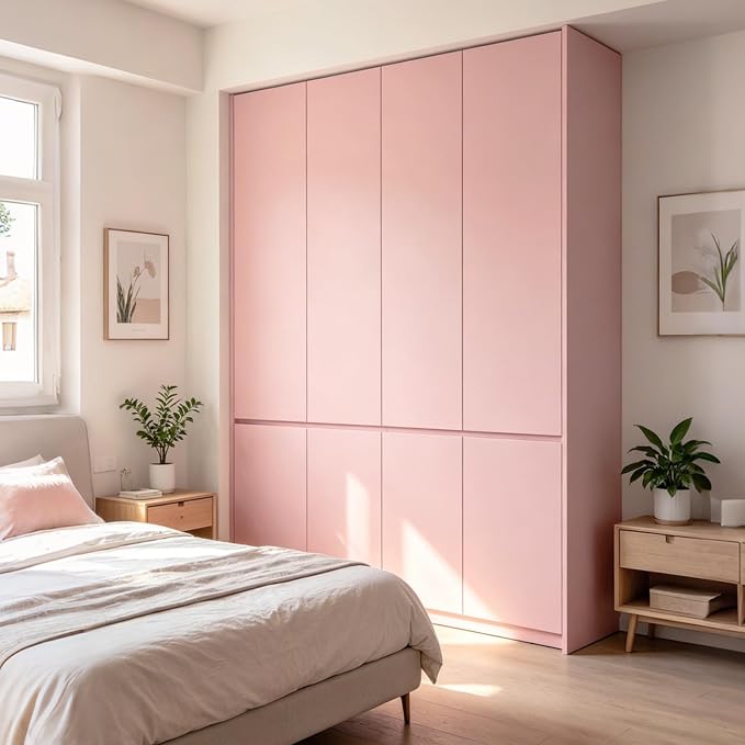 FUKU MON Soft Pink Peel and Stick Wallpaper 24" x 394" Solid Matte Textured - Image 4
