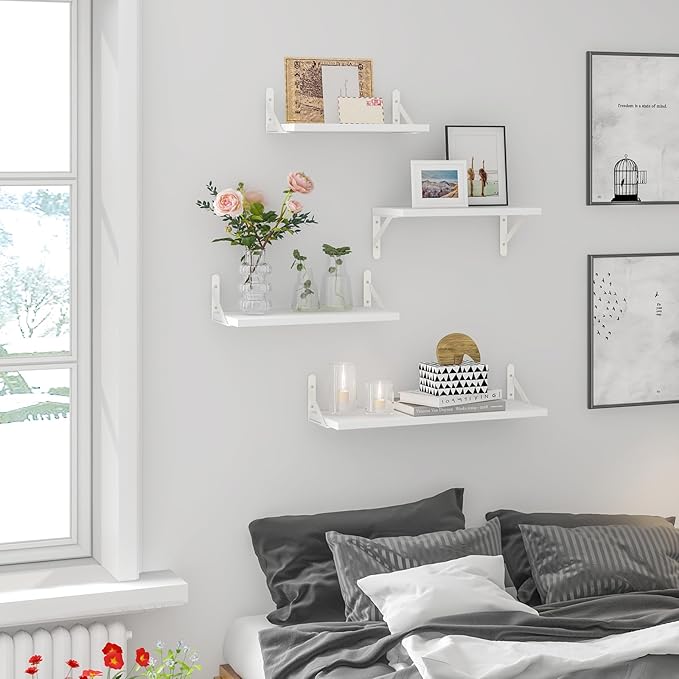 YGEOMER Floating Shelves for Wall, Different Sizes White Wall Shelves for - Image 5