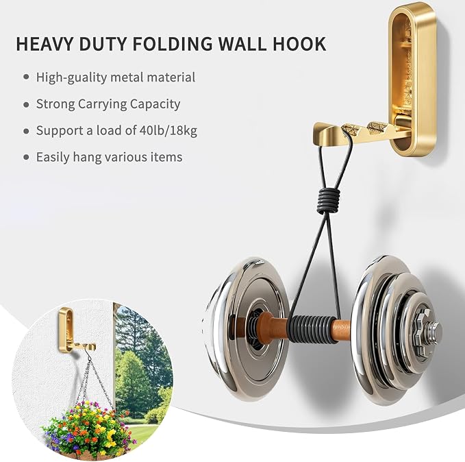 2PCS Foldable Wall Hooks, Flip Down Design - Image 4