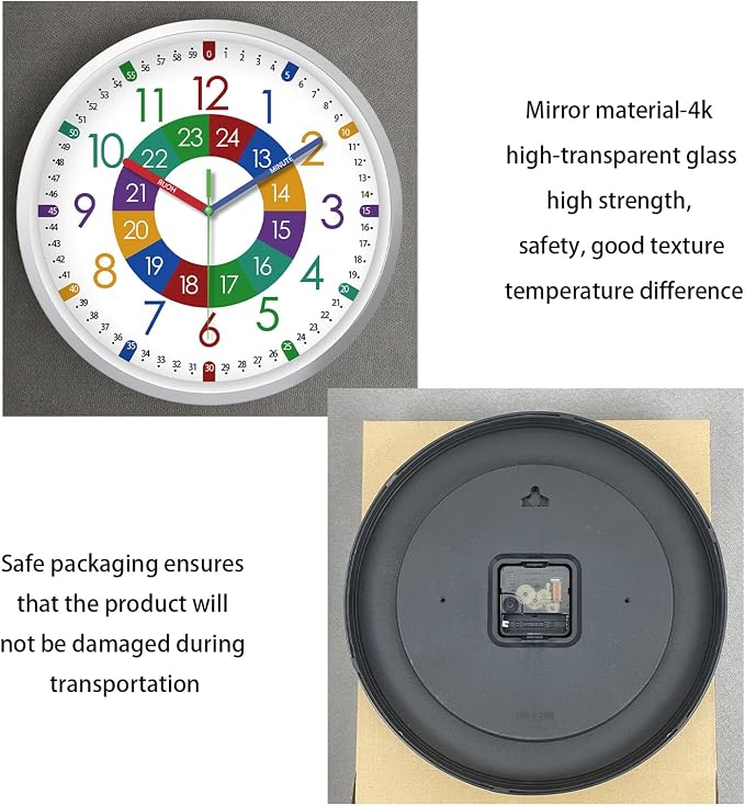 XFM Learning Clock for Kids Silent Non Ticking Battery Operated Colorful - Image 7