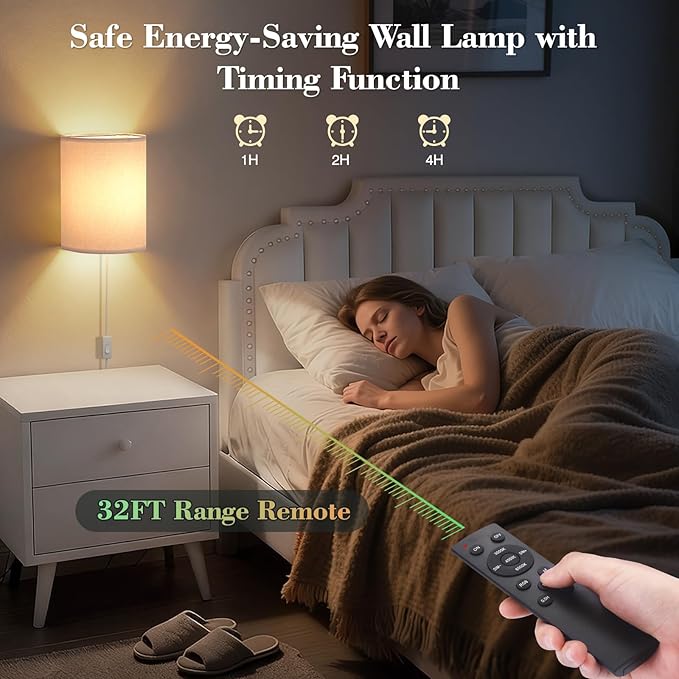 Plug in Wall Sconces Set of Two: Wall Lights - Image 6