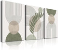 Sage Green Boho Wall Art Set of 3, Minimalist Framed Wall Art Geometric Line by KBKBART