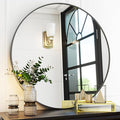 VooBang Black Round Bathroom Mirror, 30 inch Circle Wall Mounted Hanging Mirror by VooBang