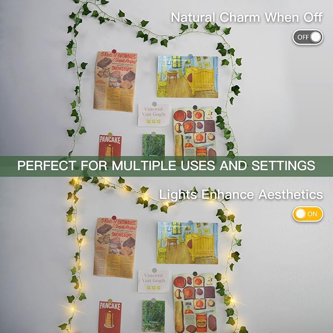 suddus Vine with Fairy Lights Battery Operated, 13.1ft 40 LED Ivy String Light - Image 4