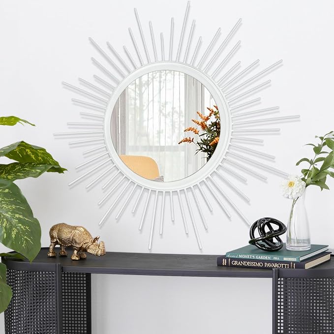 Mirrors for Wall Sunburst Decor Art Mirror Bohemian Home Round Modern Metal - Image 2