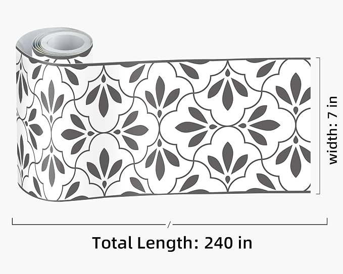 FLFK Wallpaper Border Black and White Patterns Peel and Stick Wall Border Self - Image 2