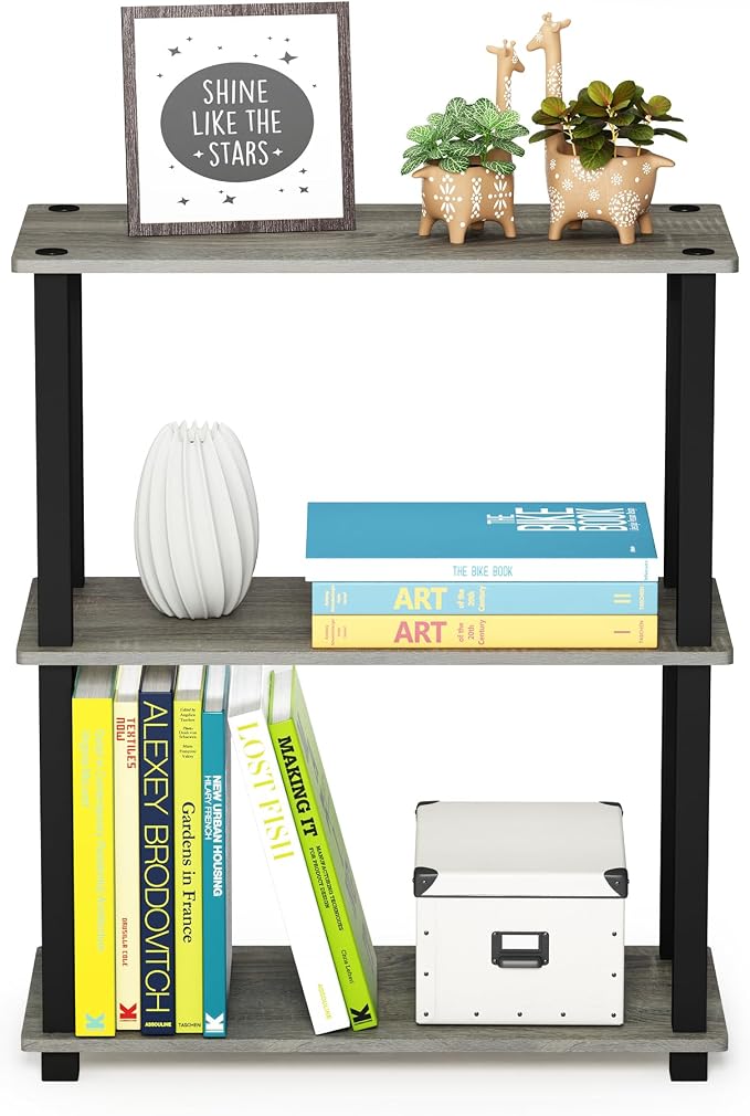 Furinno TURN-S-TUBE Storage Shelves Set of 2, 3-Tier Book Shelf, Corner Shelf - Image 4
