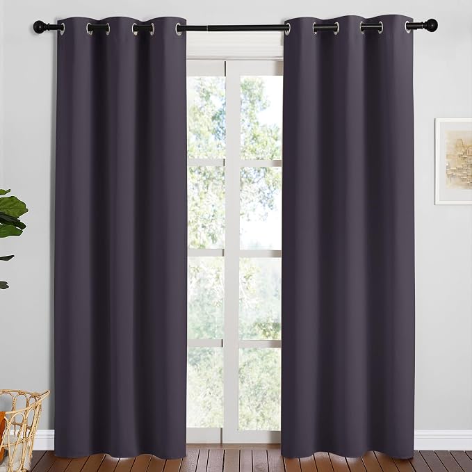 NICETOWN Greyish Purple Blackout Curtains 84 inches Length by NICETOWN