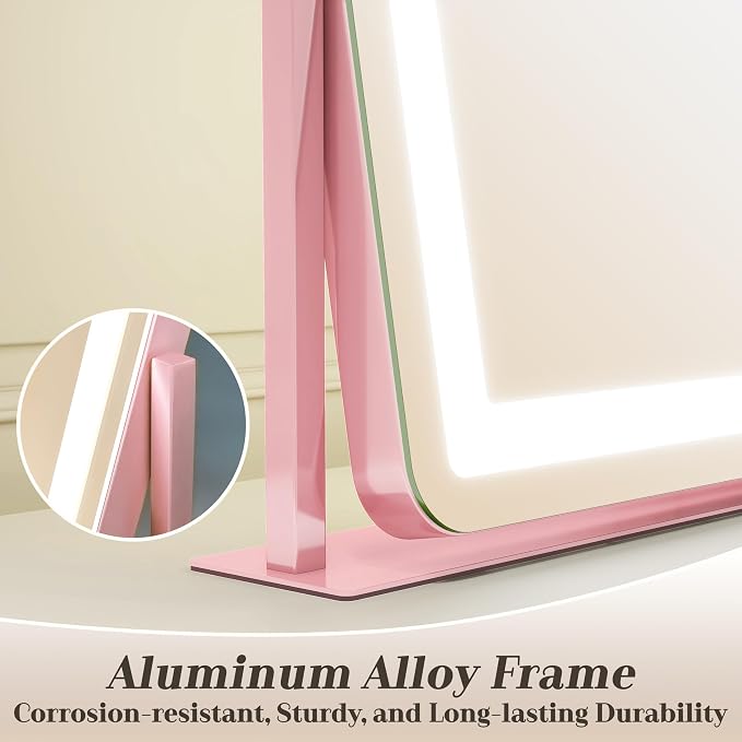 ROLOVE 22x16 Inch Pink Vanity Mirror - Image 5