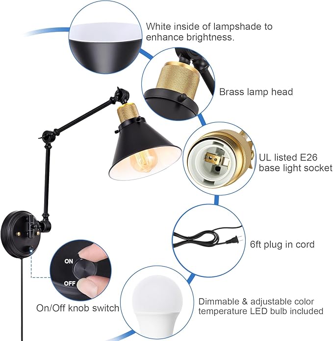 TRLIFE Dimmable Wall Sconce, Remote Control Plug in Wall Sconces Dimming - Image 4