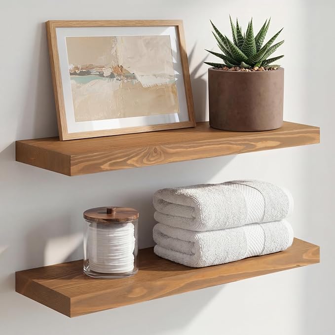 Homeforia 20 inch Golden Oak Floating Shelf, High End Solid Real Wood 20inch by Homeforia