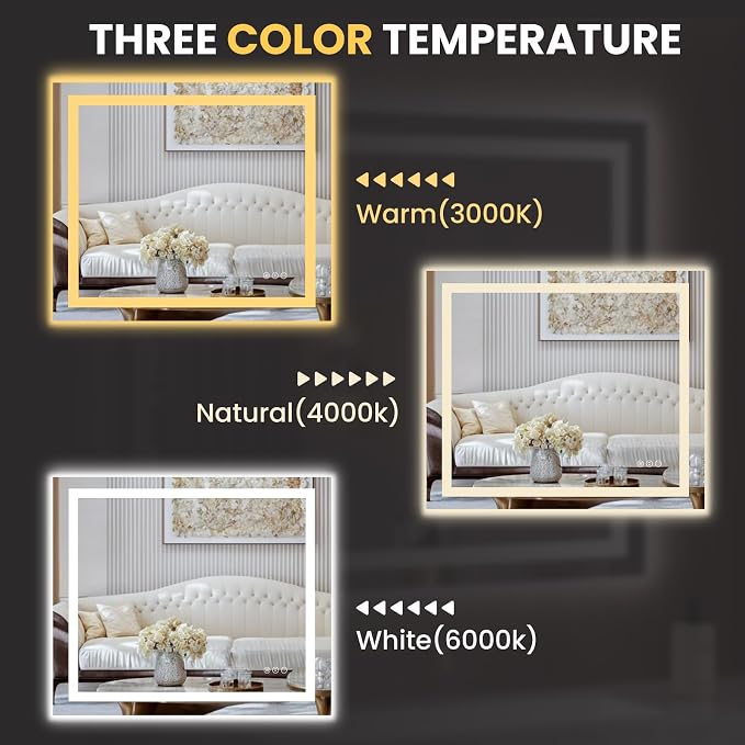 LOAAO 40"x34" LED Bathroom Mirror - Image 5