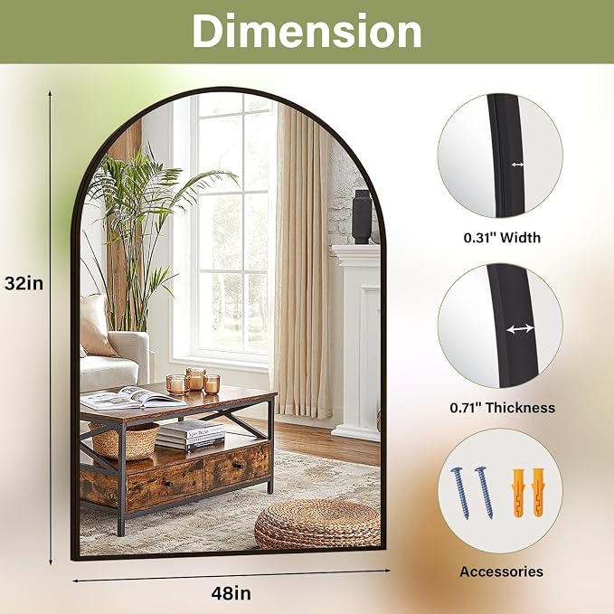 XRAMFY 32"x48" Arched Bathroom Mirror - Image 7