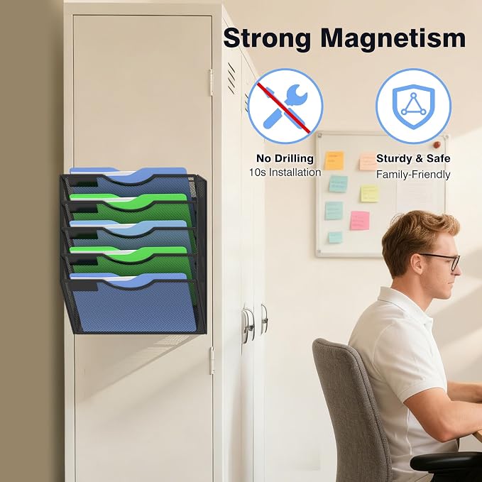 Kuntine.B Wall File Organizer Office Hanging Magazine Holder Wall File Organizer - Image 6