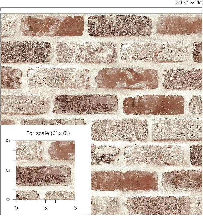 NextWall Washed Faux Brick Peel and Stick Wallpaper - Image 7