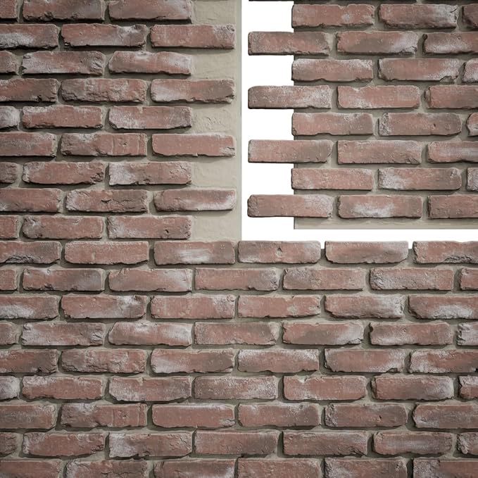 EverStone Aged Brick Faux Brick Panel, 46 7/8"W x 27"H x 1 1/4"D, Burnished Red - Image 9
