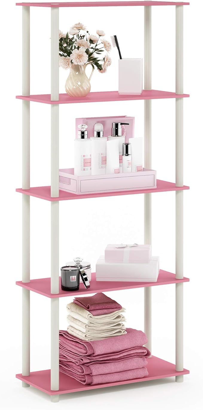 Furinno TURN-N-TUBE Storage Shelves, 5-Tier Book Shelf, Corner Shelf, Toolless by Furinno-FitsYourSpaceFitsYourBudget