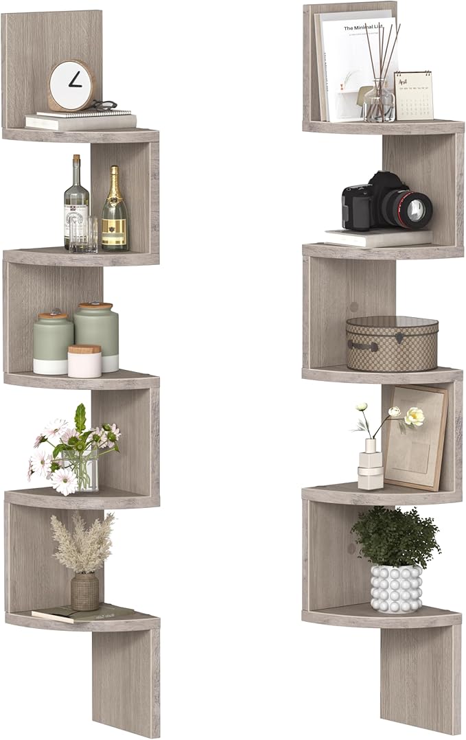 HOOBRO Corner Shelf Wall-Mounted, 5-Tier Corner Bookshelves by HOOBRO
