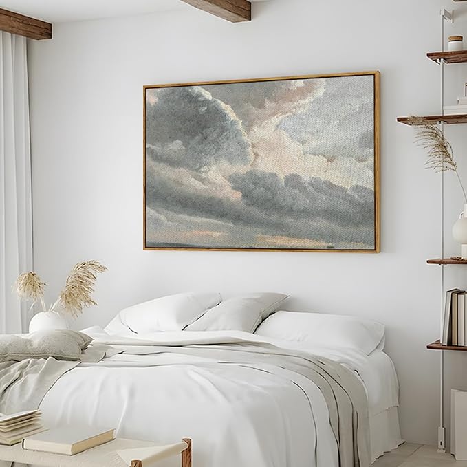 InSimSea Framed Canvas Wall Art, Landscape Wall Art, Study of Clouds Painting - Image 4