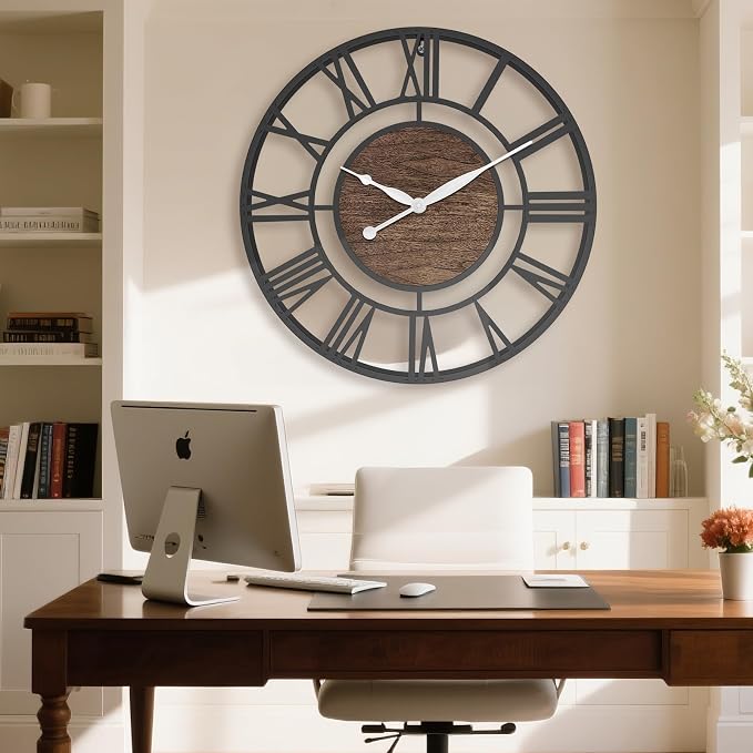 Pytha Sight 24 Inch Large Oversized Farmhouse Modern Decorative Wall Clock - Image 5