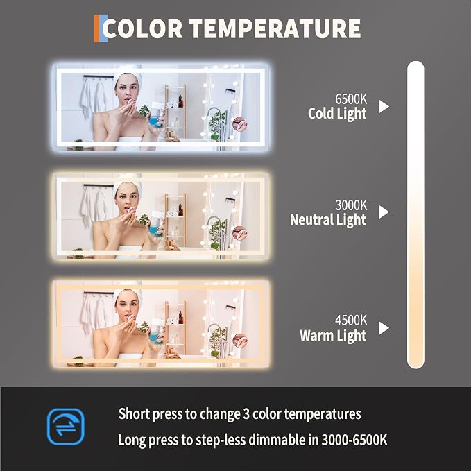 GarveeHome 60x24 LED Bathroom Mirror - Image 2
