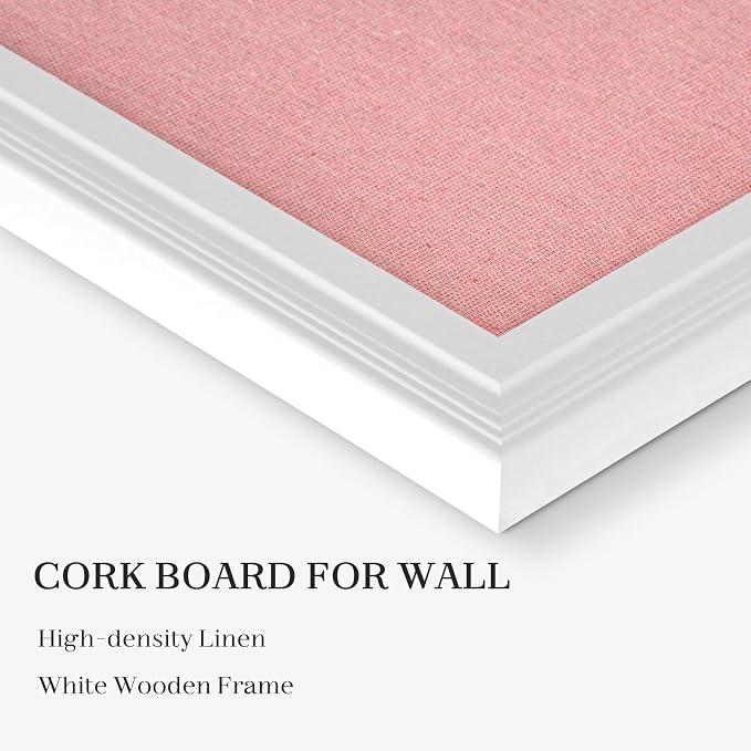 Large Pink Cork Board with Linen, Picture Display Vision Board Corkboards - Image 2