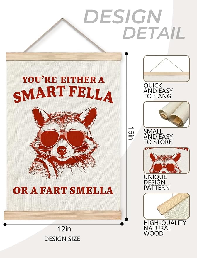 Foritho Funny Raccoon Meme Wall Art Poster Framed, Retro Sarcastic Trash Panda - Image 7