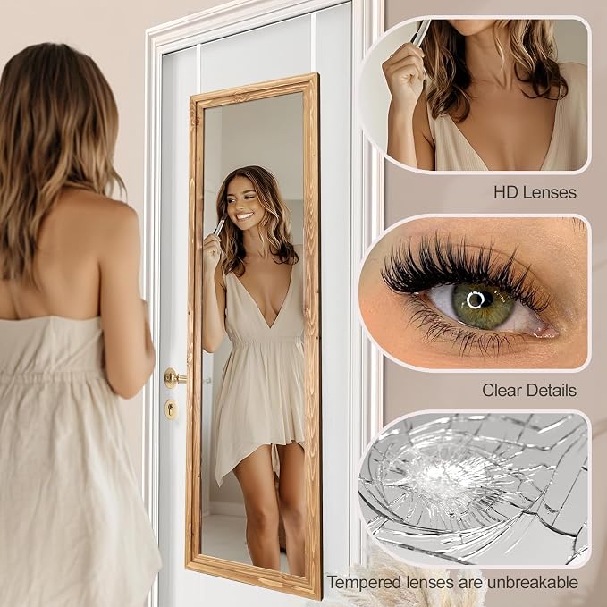 48"x14" Door Mirror, Rustic Full Length Mirror, Over The Door Hanging Mirrors - Image 3