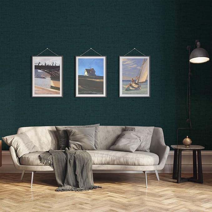 Dark Green Wallpaper Peel and Stick Textured Blackish Green Grasscloth Contact - Image 5