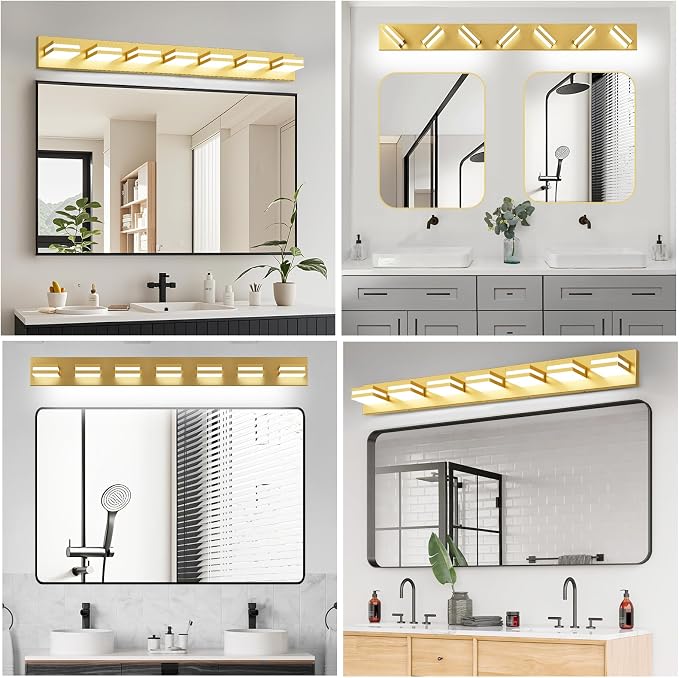 IZORRO LED Modern Bathroom Lights Fixtures, Brushed Glod Acrylic Wall Lighting - Image 8