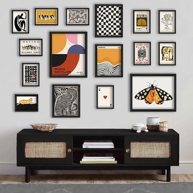 ANERZA 16 PCS Framed Eclectic Wall Art Decor, Modern Maximalist Wall Prints - Image 6