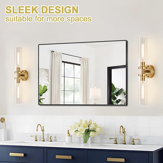 Wall Sconces Set of Two, Hardwired Brushed Gold Bathroom Sconces Wall Lighting - Image 6