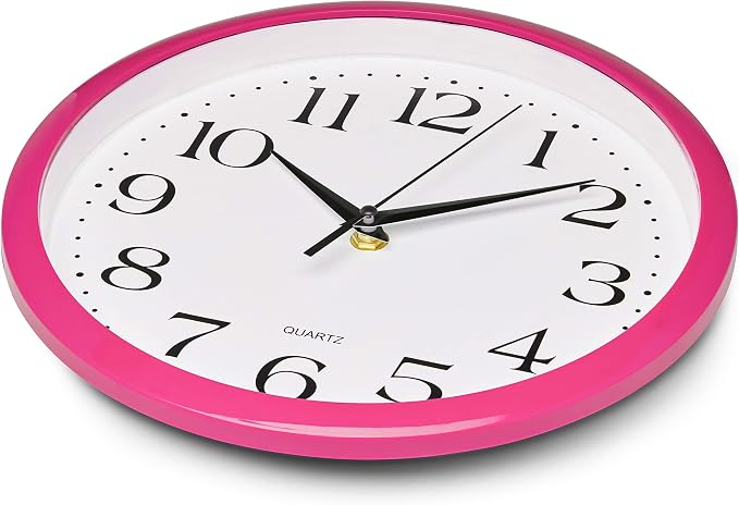 Bernhard Products Pink Wall Clock 10 Inch Silent Non Ticking Battery Operated - Image 3